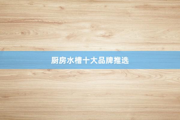 厨房水槽十大品牌推选